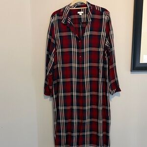 J. Jill Red and Black Plaid Midi Dress